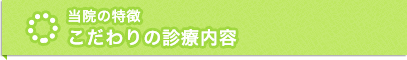 当院の特徴　その２　こだわりの診療内容